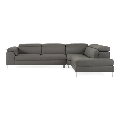 LA Furniture Viola Italian Contemporary Blue-Grey Leather Right Facing Sectional Sofa VGDTVIOLA-FUME3017-RAF Contemporary Style by Vig Furnitrue Number 82657 Catch Home Goods