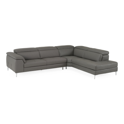 LA Furniture Viola Italian Contemporary Blue-Grey Leather Right Facing Sectional Sofa VGDTVIOLA-FUME3017-RAF Contemporary Style by Vig Furnitrue Number 82657 Catch Home Goods