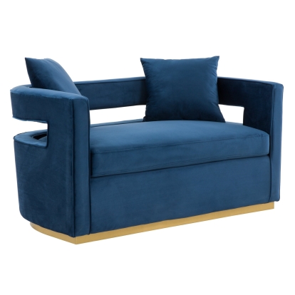 LA Furniture Wells Modern Blue Velvet Loveseat VGRHSF-515-BL-L Contemporary Style by Vig Furnitrue Number 79138 Catch Home Goods