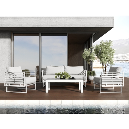 LA Furniture Wharf Outdoor Light Grey and White Sofa Set VGGES0273SA-WHT-SET Contemporary Style by Vig Furnitrue Number 80319 Catch Home Goods