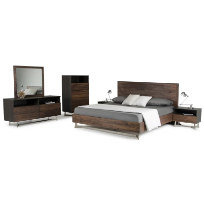 LA Furniture Queen Wharton Modern Dark Aged Oak Bedroom Set VGEDWHARTON-SET-Q Contemporary Style by Vig Furnitrue Number 72928 Catch Home Goods