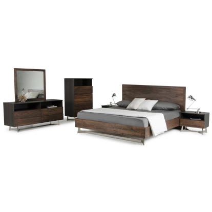 LA Furniture Queen Wharton Modern Dark Aged Oak Bedroom Set VGEDWHARTON-SET-Q Contemporary Style by Vig Furnitrue Number 72928 Catch Home Goods