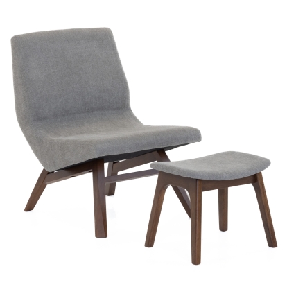 LA Furniture Whitney Modern Grey & Walnut Accent Chair & Ottoman VGMAMI-558-GRY Contemporary Style by Vig Furnitrue Number 78261 Catch Home Goods