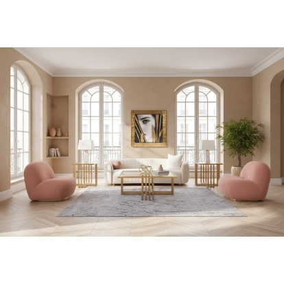 LA Furniture Winfree Modern Off White + Coral Fabric 3-Seater Sofa VGOD-ZW-22013-S Contemporary Style by Vig Furnitrue Number 80052 Catch Home Goods