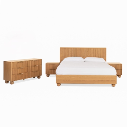 LA Furniture Eastern King Winters Modern Natural Oak 4-Piece Bedroom Set VGWD-EMILIO-4PC-SET-EK Contemporary Style by Vig Furnitrue Number 85698 Catch Home Goods