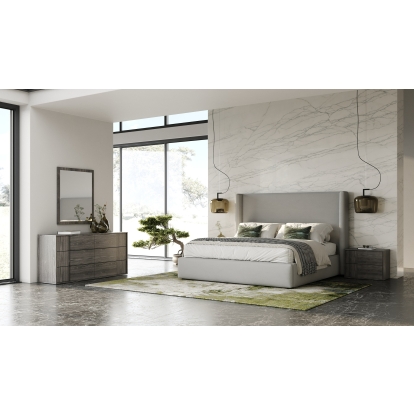 LA Furniture Eastern King Byrne + Asus Modern Grey Fabric + Elm Grey 4-Piece Bedroom Set VGEVVG713-GRY-4PC-EK Contemporary Style by Vig Furnitrue Number 85650 Catch Home Goods