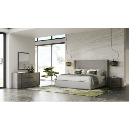 LA Furniture Byrne + Asus Modern Grey Fabric + Elm Grey 4-Piece Bedroom Set VGEVVG713-GRY-4PC Contemporary Style by Vig Furnitrue Number 85656|85650 Catch Home Goods