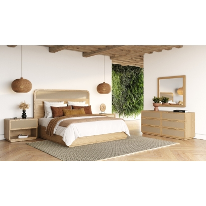 LA Furniture Gavin Modern Natural Ash + Rattan Bedroom Set VGVC-BD2411-SET-NAT Contemporary Style by Vig Furnitrue Number 83335|83336 Catch Home Goods