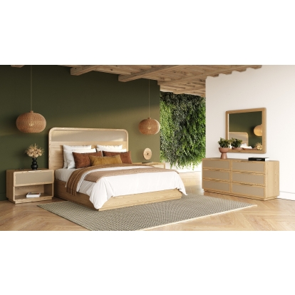 LA Furniture Gavin Modern Natural Ash + Rattan Bedroom Set VGVC-BD2411-SET-NAT Contemporary Style by Vig Furnitrue Number 83335|83336 Catch Home Goods
