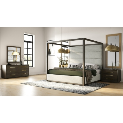 LA Furniture Manhattan Contemporary Canopy Brown Oak Bedroom Set VGMA-BR-127-SET-CRY Contemporary Style by Vig Furnitrue Number 82805|82806 Catch Home Goods