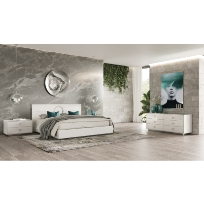 LA Furniture Eastern King Ovidius + Victoria Modern White Crocodile Lacquer Bedroom Set VGUN-OVIDVICT-SET-WHT-EK Contemporary Style by Vig Furnitrue Number 83448 Catch Home Goods