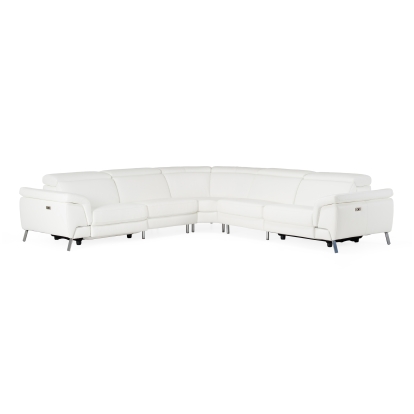 LA Furniture Wonder Italian Modern White Leather Sectional Sofa with Recliners VGCCWONDER-WHT-SECT Contemporary Style by Vig Furnitrue Number 79379|81707 Catch Home Goods