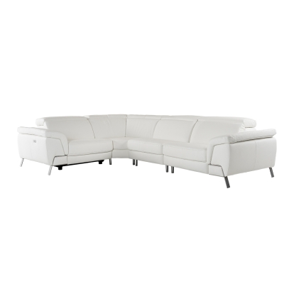 LA Furniture Mini Wonder Italian Modern White Leather Sectional Sofa with Recliners VGDTWONDER-WHT-SECT Contemporary Style by Vig Furnitrue Number 81728 Catch Home Goods