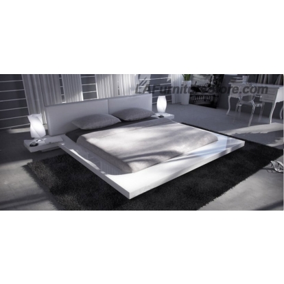 LA Furniture Eastern King Opal White Gloss Japanese Style Platform Bed with Nightstands VGKCOPAL-WHT-EK Contemporary Style by Vig Furnitrue Number 12508 Catch Home Goods