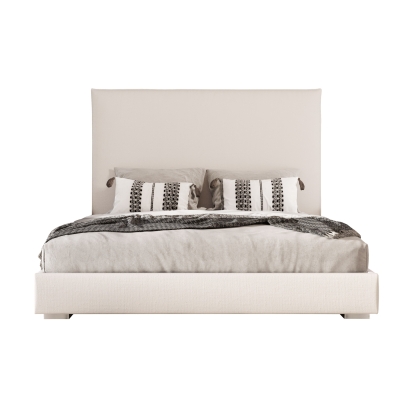 LA Furniture Sogno Italian Modern Beige Fabric High Headboard Bed VGAC-SOGNO-BED-HH Contemporary Style by Vig Furnitrue Number 80034|80033 Catch Home Goods