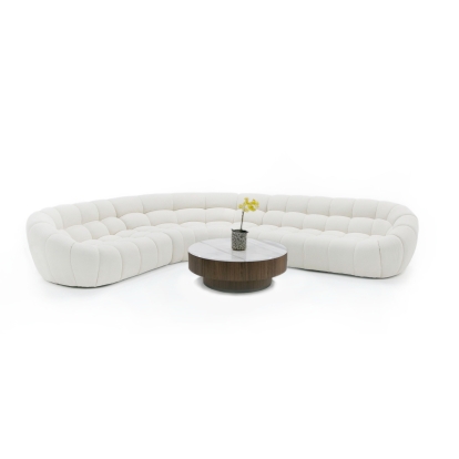 LA Furniture Yolonda Off-White Fabric Sectional Sofa VGEV-2126B-WHT-SECT Contemporary Style by Vig Furnitrue Number 80359 Catch Home Goods