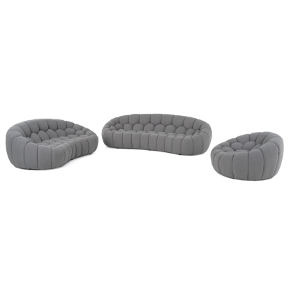 LA Furniture Yolonda Modern Curved Light Grey Fabric Sofa Set VGEV2126C-SET-C-07 Contemporary Style by Vig Furnitrue Number 81394 Catch Home Goods