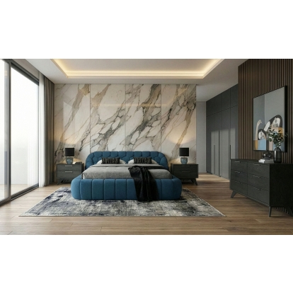 LA Furniture Eastern King Yolonda + Soria Modern Dark Teal Fabric + Grey Wash 4-Piece Bedroom Set VGEV-A127-SORIA-TGRY-4PC-EK Contemporary Style by Vig Furnitrue Number 86320 Catch Home Goods